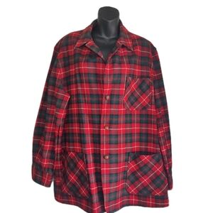 Vintage Pendleton Field Chore Overshirt Jacket Wool Mens Large Rare 3 Pocket